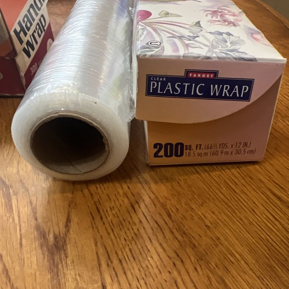 Vintage Saran, Glad, Handi, Target Cling Plastic Wrap Clear & Red All Open Used